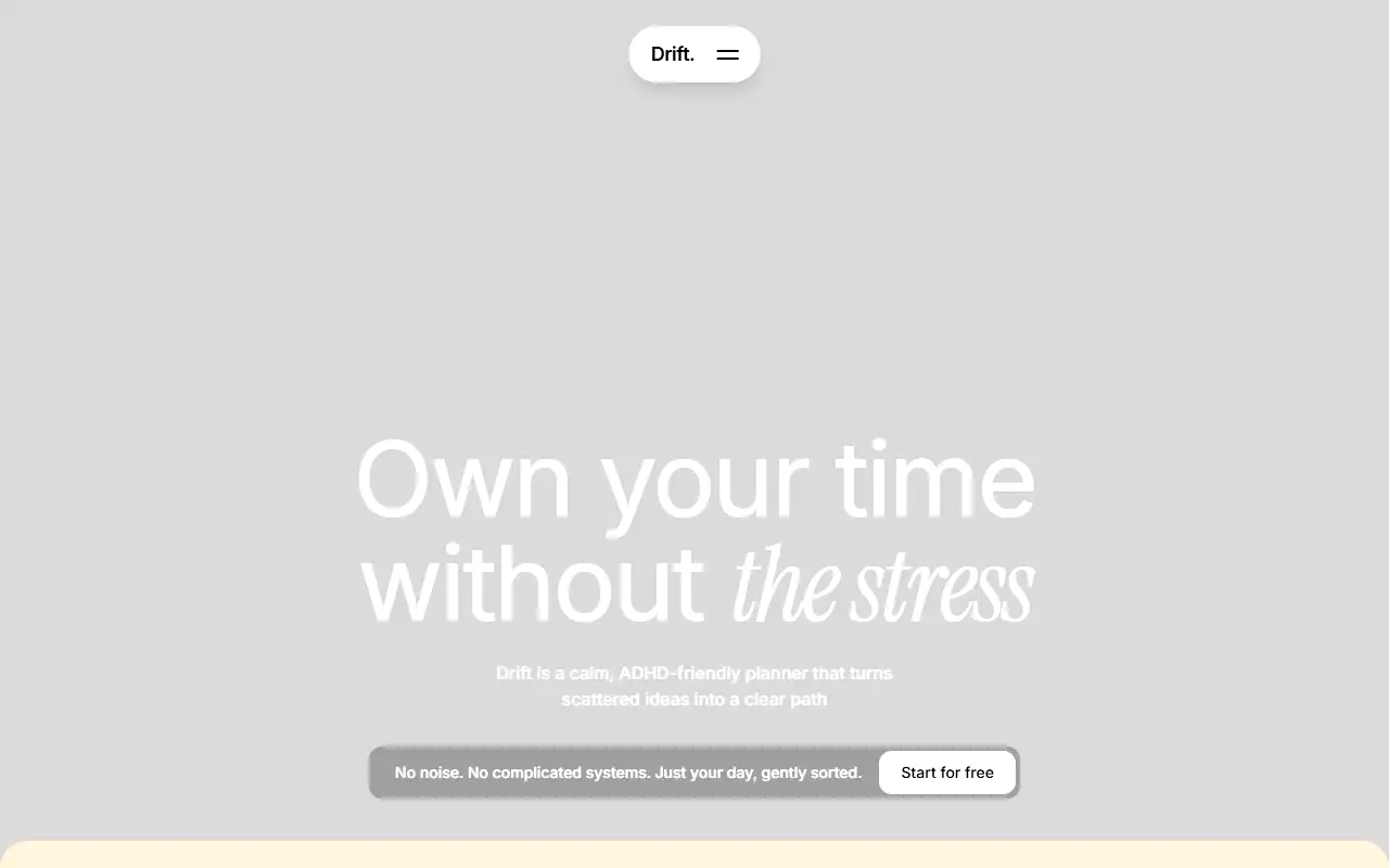 ADHD Planner-Drift interface structure preview