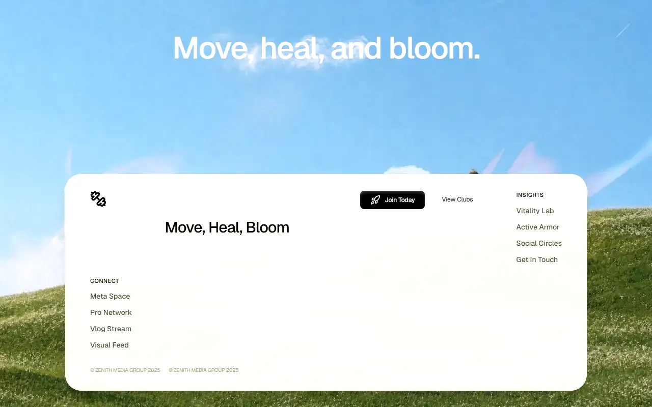 Zenith Footer interface structure preview