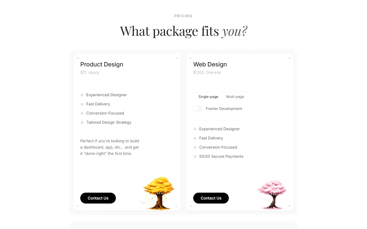 What Package Fits You interface structure preview