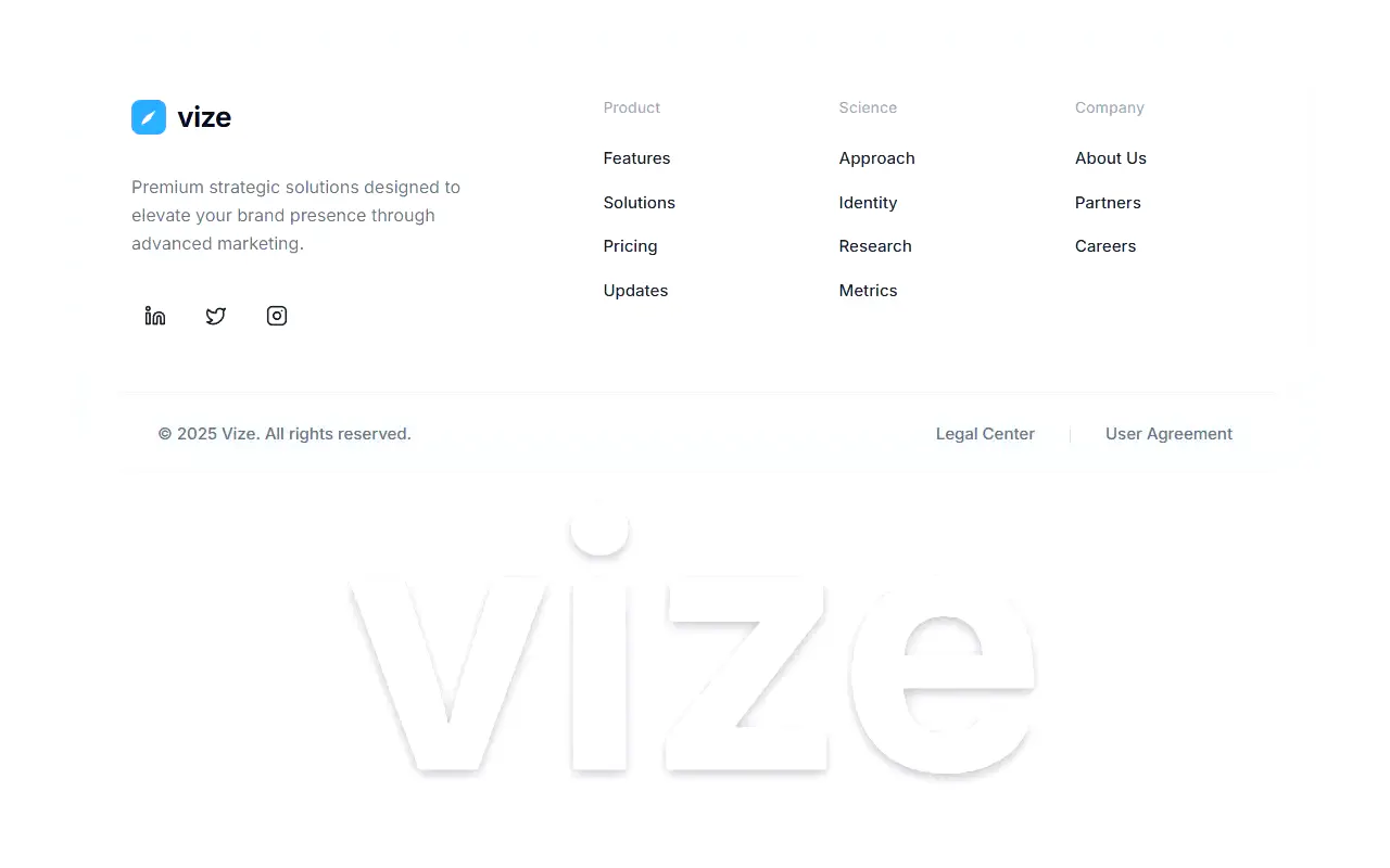 Vize Footer interface structure preview