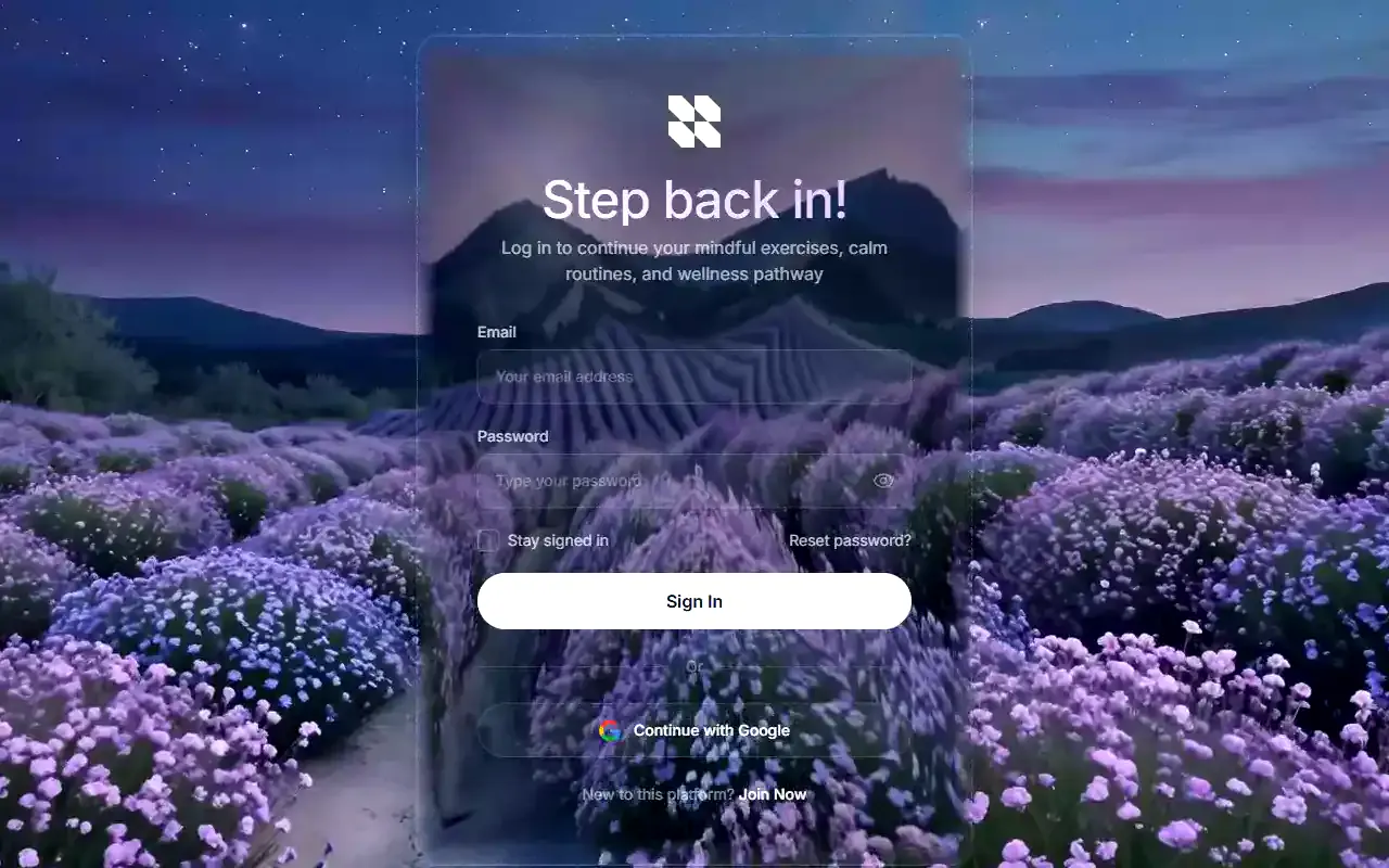 Solace sign-in interface structure preview