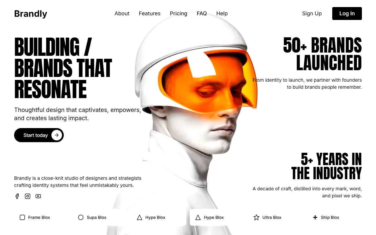 xPortfolio Hero-Brandly interface structure preview